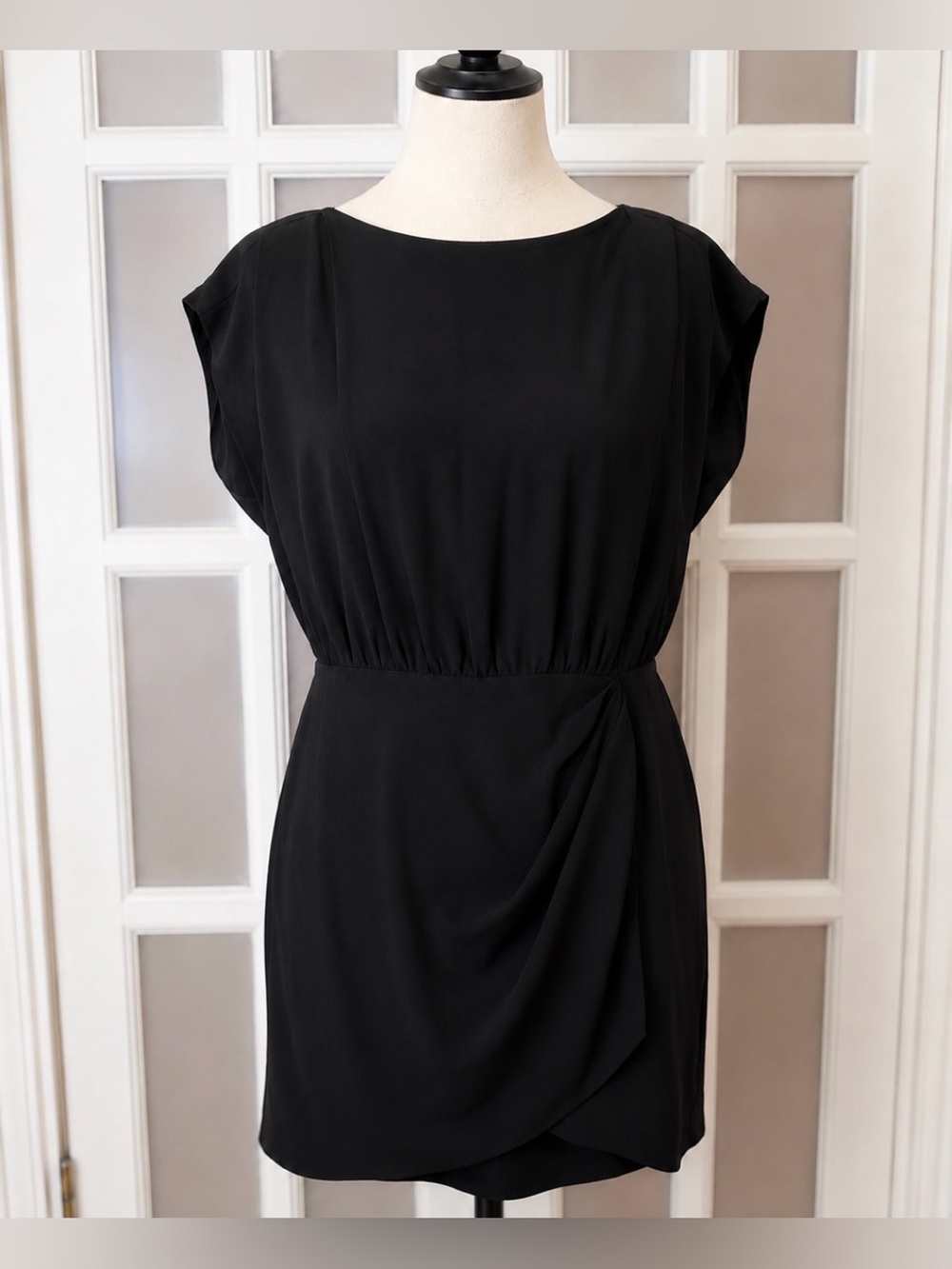 THE KOOPLES Paris Romantic Crepe Draped Mini Dress Black NWT Size 3 US 8